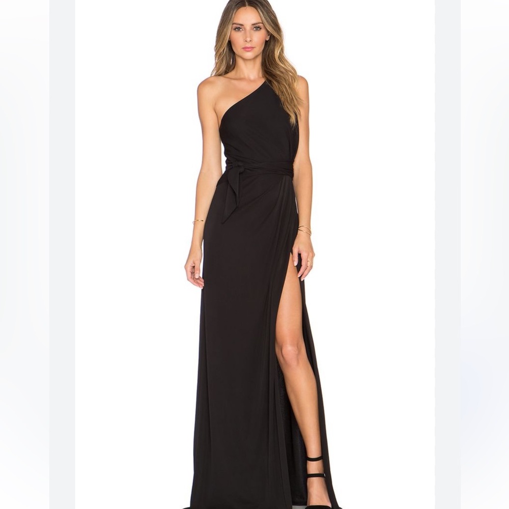 Jill Jill Stuart One Shoulder Tie Waist Gown Black Sz 8